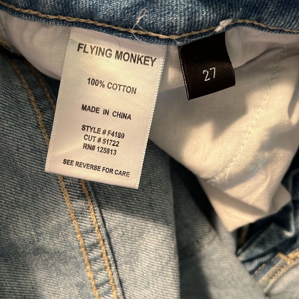 Flying Monkey Super High Rise Rigid Straight Distressed Jeans Size 27 - Picture 11 of 13